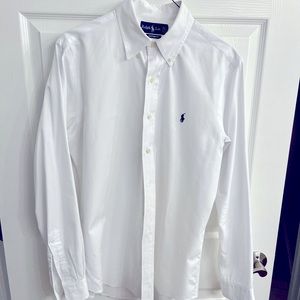 Ralph Lauren Med long sleeve Oxford shirt.  White, excellent condition.